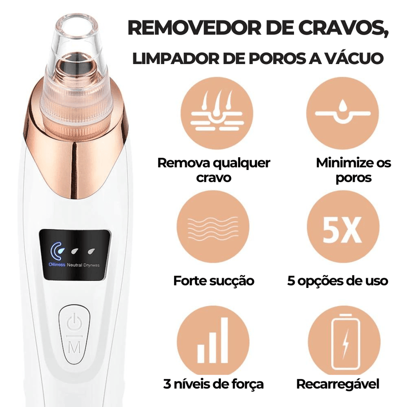 Removedor de Cravos Elétrico - Limpeza Profunda Facial e Cuidados com a Pele - Aura Beauty 