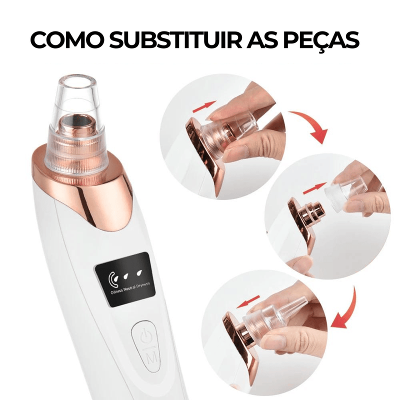 Removedor de Cravos Elétrico - Limpeza Profunda Facial e Cuidados com a Pele - Aura Beauty 