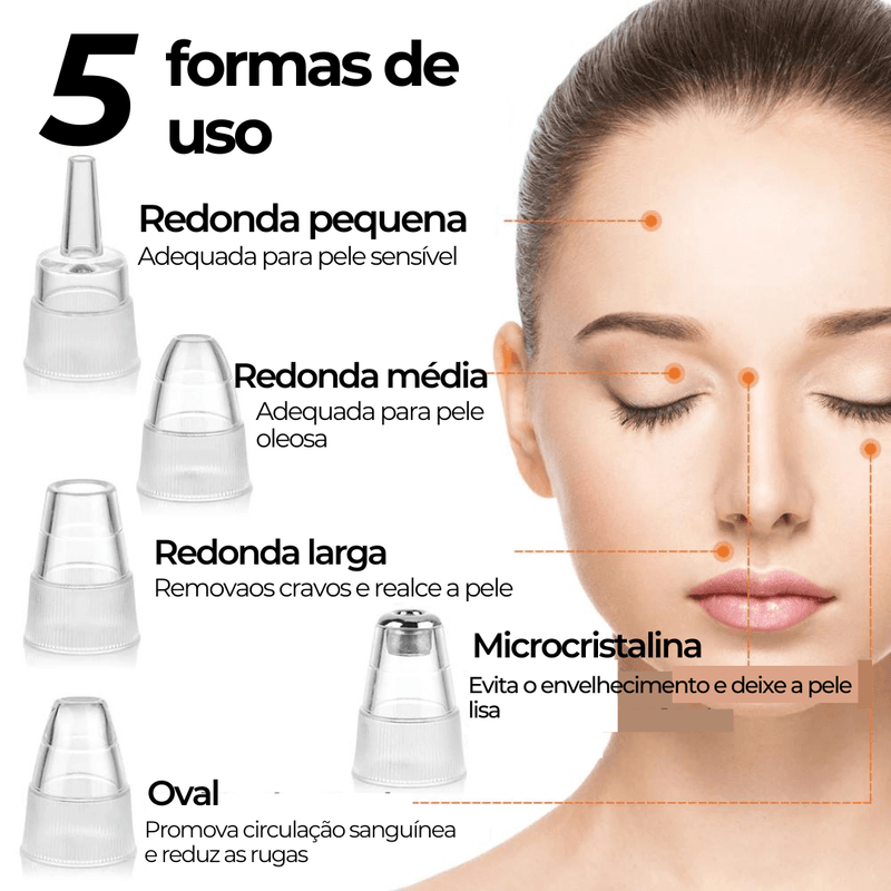 Removedor de Cravos Elétrico - Limpeza Profunda Facial e Cuidados com a Pele - Aura Beauty 