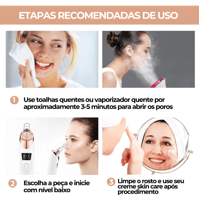 Removedor de Cravos Elétrico - Limpeza Profunda Facial e Cuidados com a Pele - Aura Beauty 